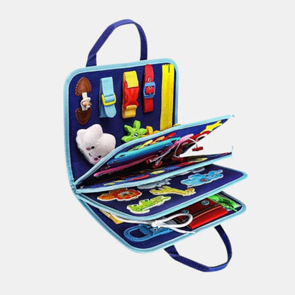 Tableau d’Activités Montessori pour Tout-Petits – Apprentissage Sensoriel & Jouets de Motricité Fine Toys Electro Paris Bleu