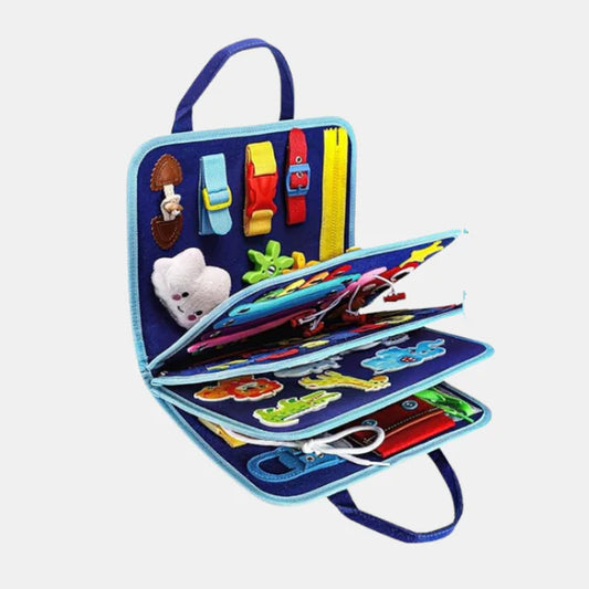 Tableau d’Activités Montessori pour Tout-Petits – Apprentissage Sensoriel & Jouets de Motricité Fine Toys Electro Paris Bleu