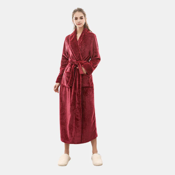 Peignoir Long Et Doux – Confort Et Élégance Pour Les Journées Froides Bath robe Electro Paris Vin rouge M Pour les femmes