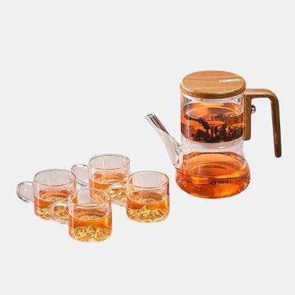 Théière Magnétique en Verre Borosilicate – Infusion Élégante Electro Paris Théière + 4 Tasses Offertes