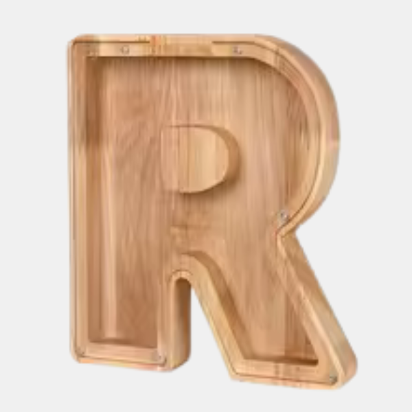 Tirelire Personnalisable – Boîte d’Épargne en Bois avec Initiales Electro Paris R