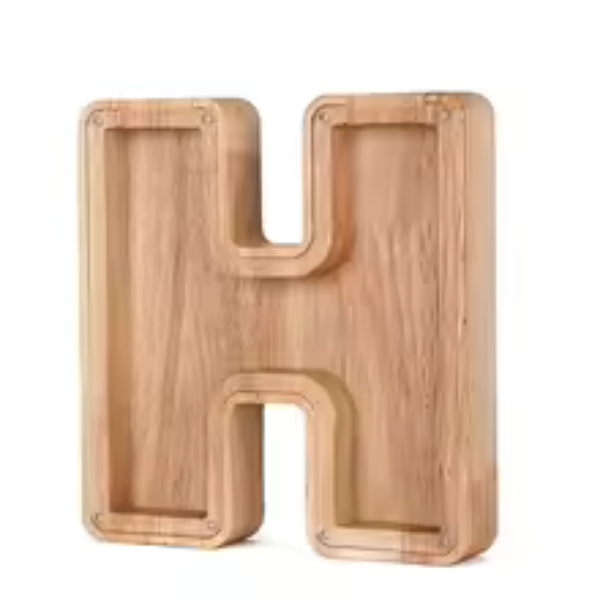 Tirelire Personnalisable – Boîte d’Épargne en Bois avec Initiales Electro Paris H
