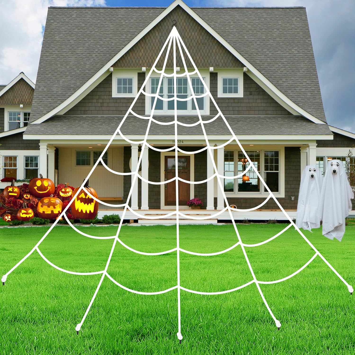 Toile d'Araignée Lumineuse Géante pour Halloween – Décoration XXL à LED pour Jardin et Maison Décorations saisonnières Electro Paris