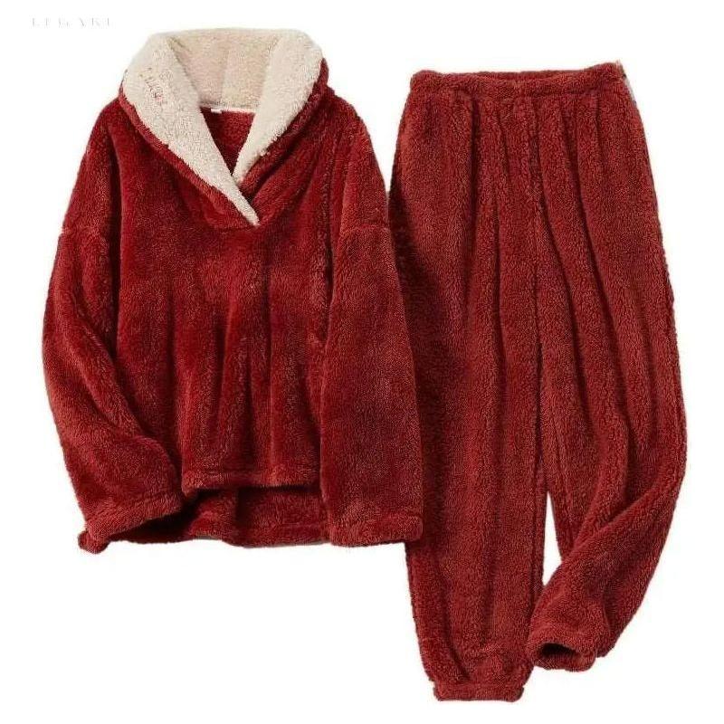 Pyjama En Polaire Sherpa – Confortable, Chaud Et Douillet Pour Les Soirées Froides Pajama set Electro Paris Rouge S