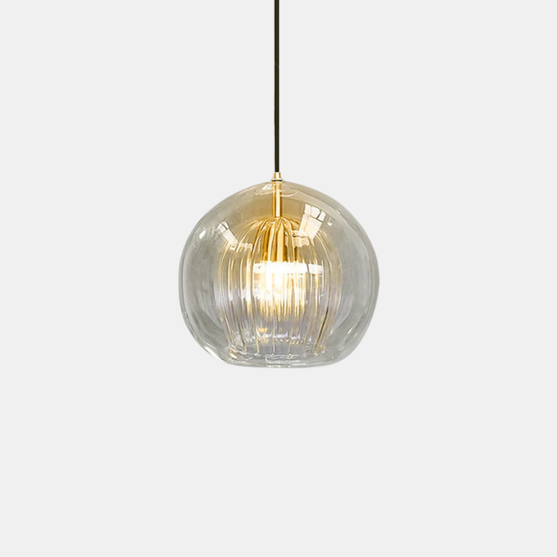 Lampe Suspendue en Verre Ambre et Métal – Éclairage Élégant et Chaleureux Ceiling lamp Electro Paris Transparent Anchura 15 cm x Altura 1.5 m