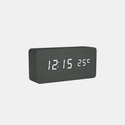 Horloge Numérique LED en Bois – Design Naturel avec Heure Température & Alarme Horloges Electro Paris Noir