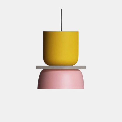 Suspension Minimaliste Moderne avec Accent en Bois pour Éclairage de Cuisine et Salle à Manger Éclairage Electro Paris Jaune + Rose (S)