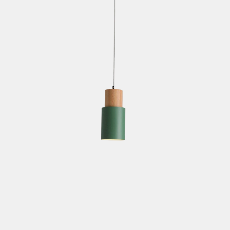 Suspension Cylindrique en Bois et Aluminium – Éclairage Moderne pour Cuisine et Salon Éclairage Electro Paris Vert