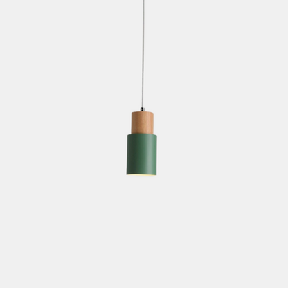 Suspension Cylindrique en Bois et Aluminium – Éclairage Moderne pour Cuisine et Salon Éclairage Electro Paris Vert