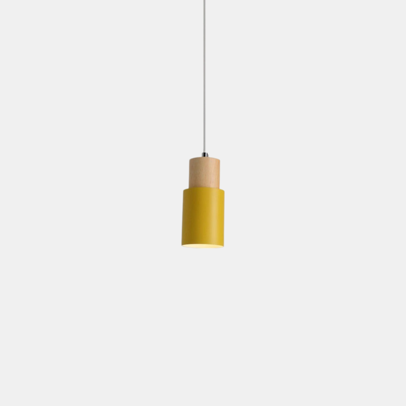 Suspension Cylindrique en Bois et Aluminium – Éclairage Moderne pour Cuisine et Salon Éclairage Electro Paris Jaune