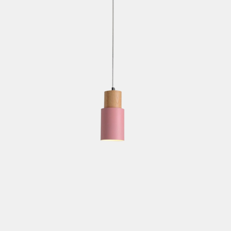 Suspension Cylindrique en Bois et Aluminium – Éclairage Moderne pour Cuisine et Salon Éclairage Electro Paris Rose