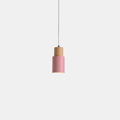 Suspension Cylindrique en Bois et Aluminium – Éclairage Moderne pour Cuisine et Salon Éclairage Electro Paris Rose
