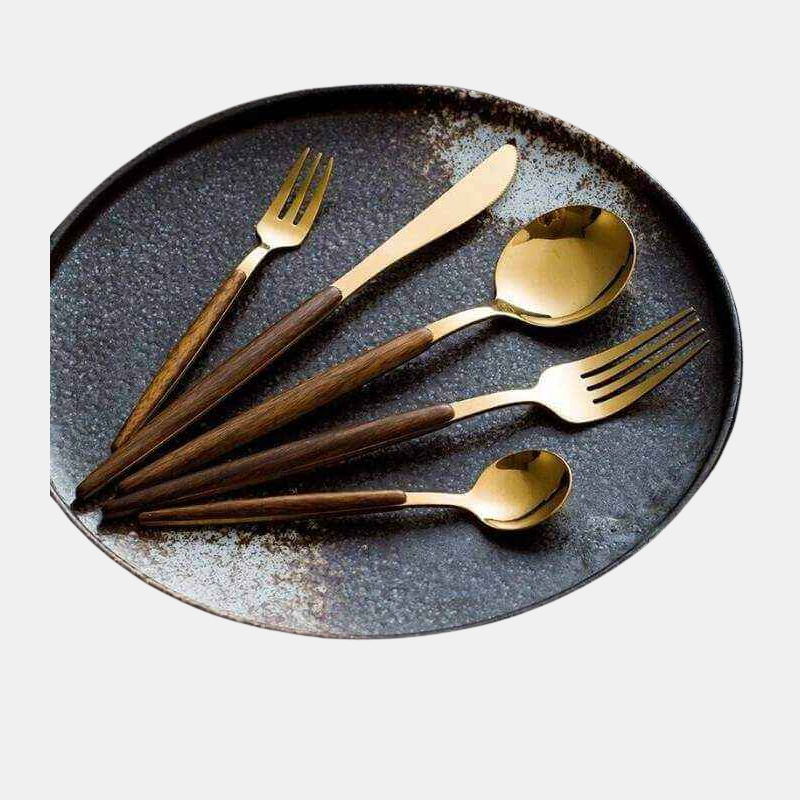 Ménagère de 30 Pièces Élégante en Acier Inoxydable – Couverts de Table Complets Couverts Electro Paris Or