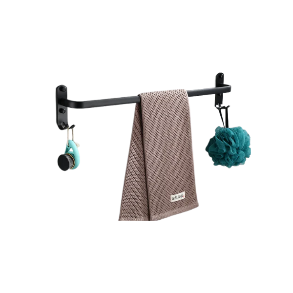 Porte-Serviettes Mural Moderne avec Étagère – Support en Aluminium Noir Mat pour Salle de Bain Accessoires de salle de bain Electro Paris Tige simple 30cm