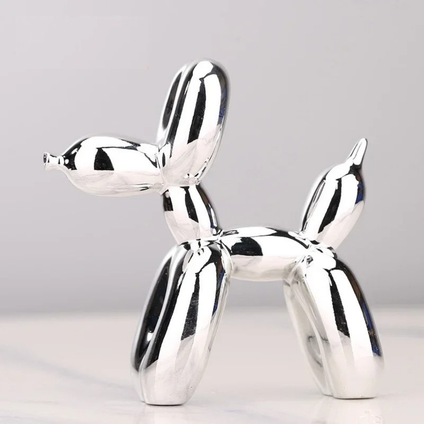 Figurine Chien Ballon Ludique – Sculpture en Résine pour Maison & Bureau Sculptures Electro Paris Argent 4x4x1.5 inches (10x10x4cm)