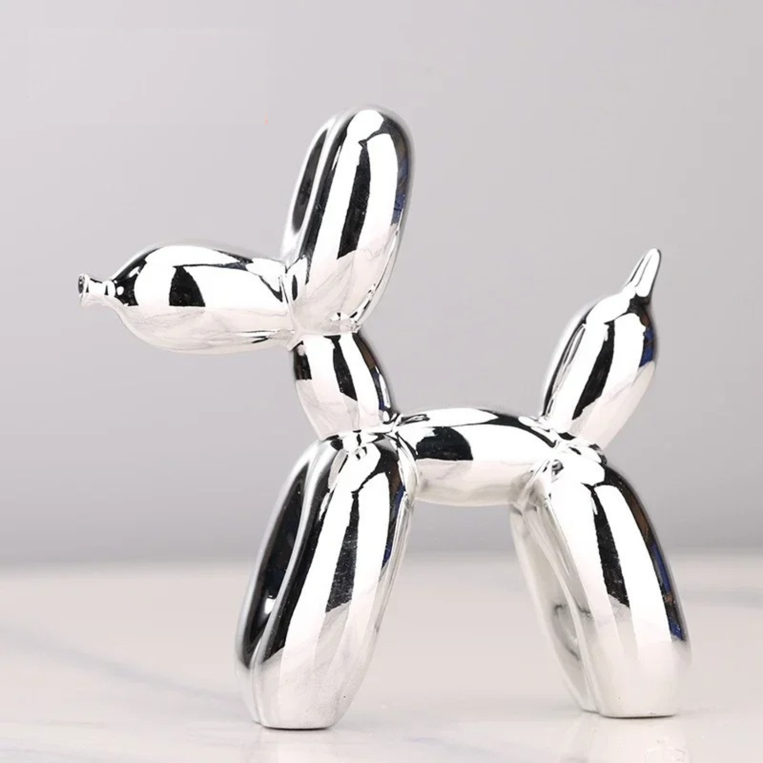 Figurine Chien Ballon Ludique – Sculpture en Résine pour Maison & Bureau Sculptures Electro Paris Argent 4x4x1.5 inches (10x10x4cm)