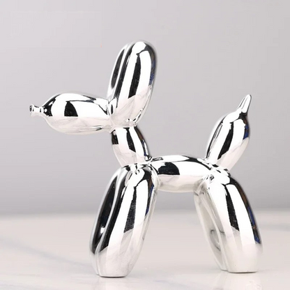 Figurine Chien Ballon Ludique – Sculpture en Résine pour Maison & Bureau Sculptures Electro Paris Argent 4x4x1.5 inches (10x10x4cm)