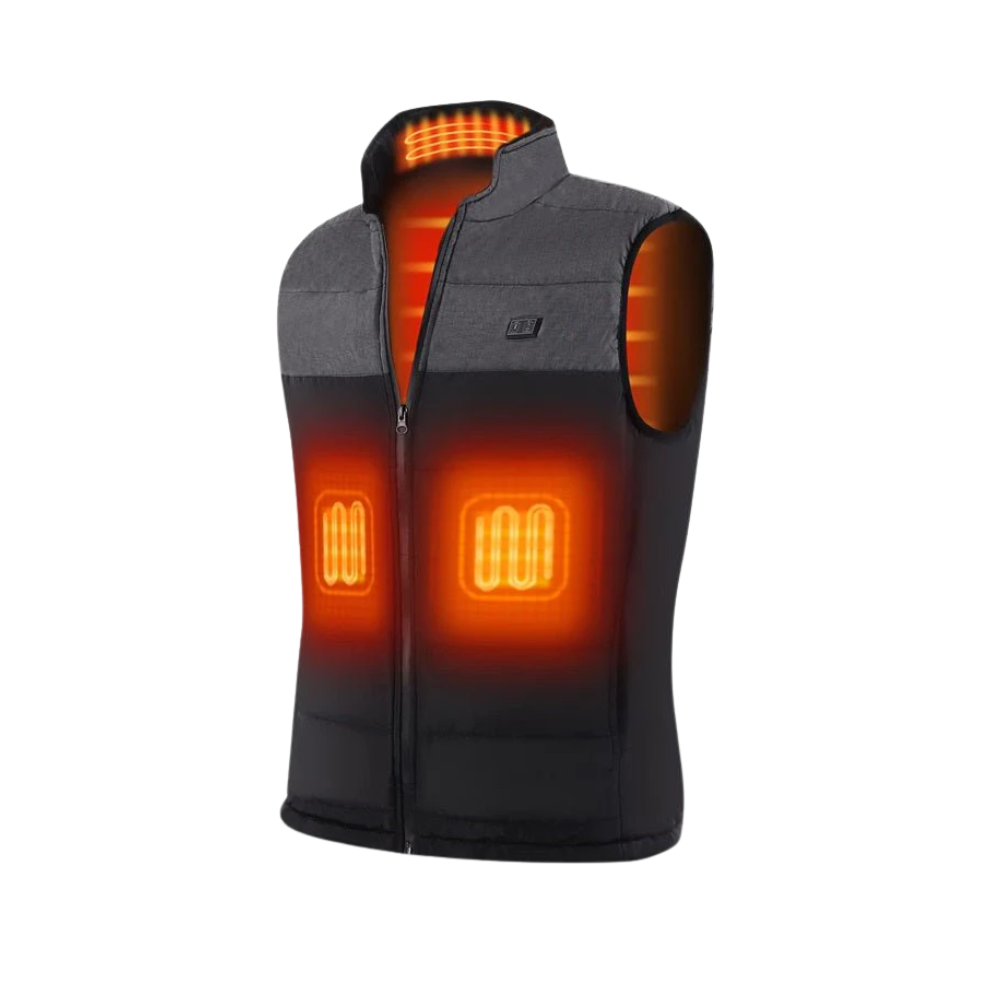 Gilet Chauffant à 13 Zones pour Sports Extérieurs – Veste Chauffante Électrique USB Unisexe Gilets Electro Paris Gris Noir S