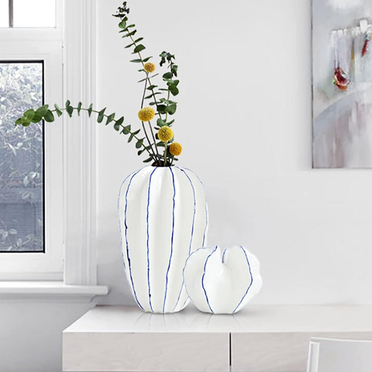 Vase Décoratif en Céramique Blanc – Élégance Moderne pour Salon Vases Electro Paris