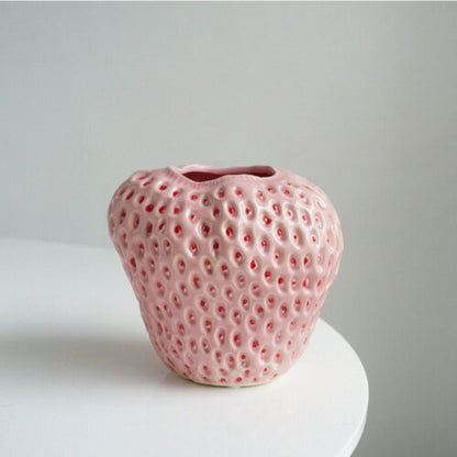 Vase en Céramique Fraise Florale – Décoration Ludique pour la Maison Vases Electro Paris Rosa moyen