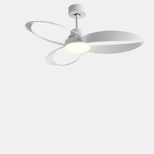 Ventilateur de plafond moderne avec éclairage LED et pales en bois ondulées Lampe pour ventilateur de plafond Electro Paris Blanc 132cm