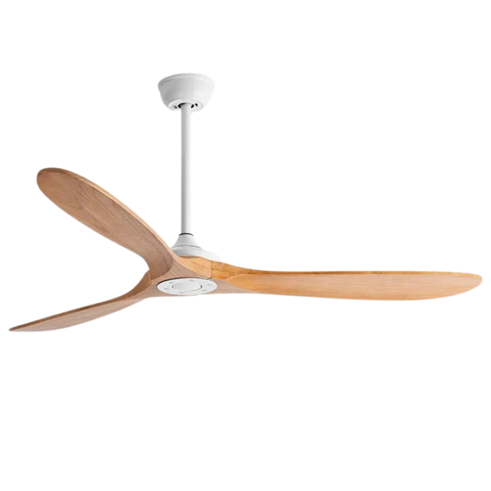 Ventilateur de plafond avec pales aspect bois et éclairage LED Lampe pour ventilateur de plafond Electro Paris Blanc 106cm