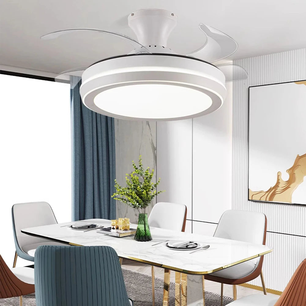 Ventilateur de Plafond à Lames Rétractables avec Éclairage LED Intégré Ventilateur de plafond avec lampe Electro Paris