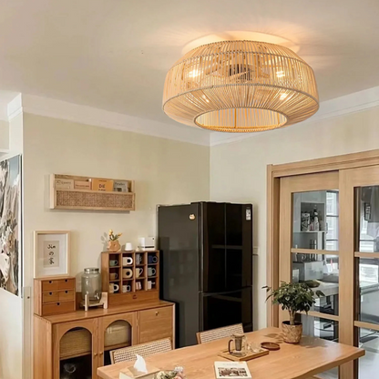 Ventilateur de plafond silencieux en osier avec lampe et télécommande Lampe pour ventilateur de plafond Electro Paris