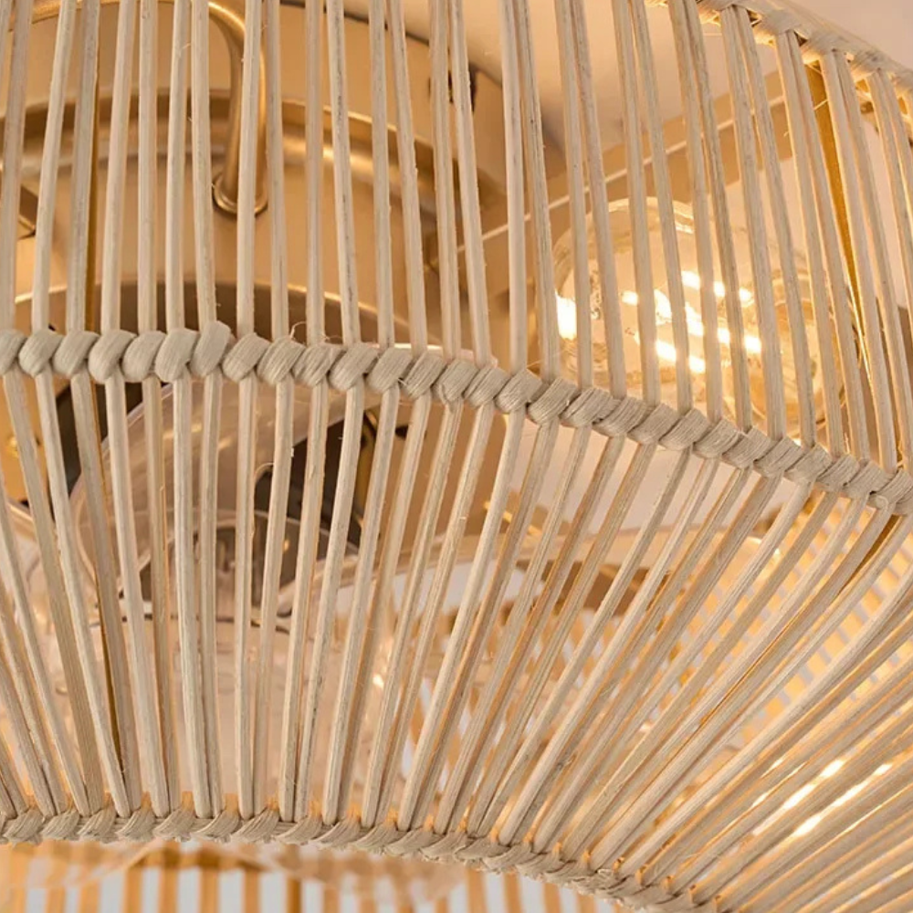 Ventilateur de plafond silencieux en osier avec lampe et télécommande Lampe pour ventilateur de plafond Electro Paris