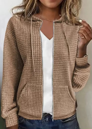 Veste Femme à Capuche Zippée – Veste Confortable et Stylée Pour Automne Hiver Sweatshirts et hoodies pour femmes Electro Paris Khaki S
