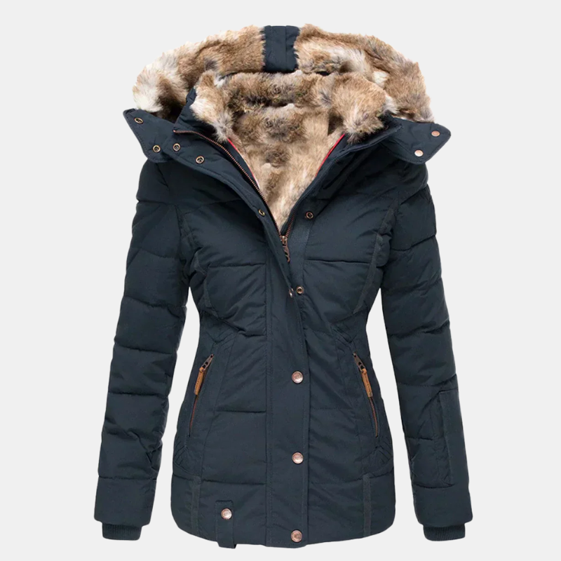 Veste Hiver Femme avec Capuche en Fausse Fourrure – Élégance, Chaleur et Confort pour la Saison Froide Manteaux d'hiver pour femmes Electro Paris Vert armée S