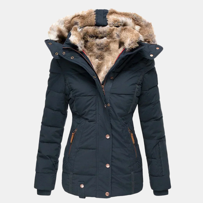 Veste Hiver Femme avec Capuche en Fausse Fourrure – Élégance, Chaleur et Confort pour la Saison Froide Manteaux d'hiver pour femmes Electro Paris Vert armée S