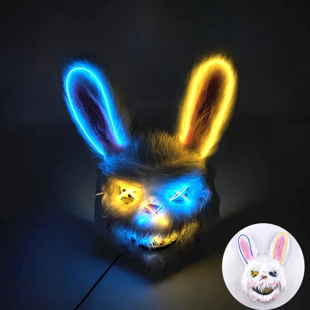 Masque LED Lumineux d'horreur – Visage Effrayant qui s'illumine pour Halloween Toys & Games Electro Paris Bleu Noir Lapine