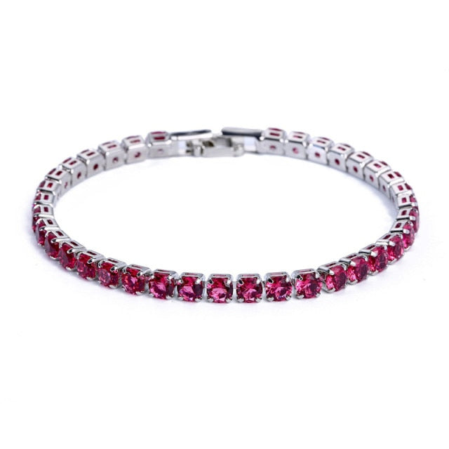 Bracelet en zircone étincelante et chaîne élégante pour toutes les occasions Jewelry Bracelet Standard Electro Paris Argent Rouge 17 cm