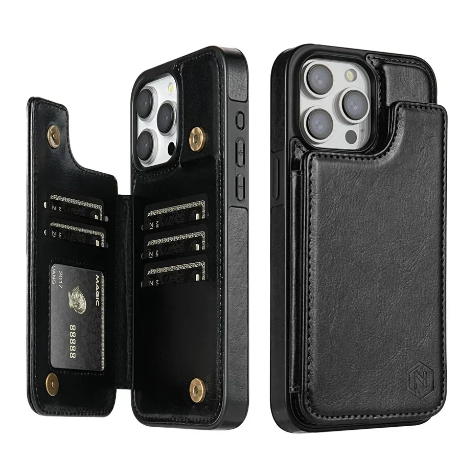 Coque iPhone – Étui en Cuir de Luxe avec Fentes Cartes et Fermeture Magnétique Phone case Electro Paris