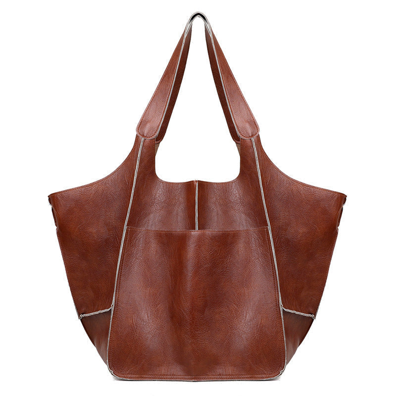 Sac Bandoulière Vintage en Cuir Véritable – Grand Sac Élégant pour Usage Quotidien et Voyages Women's bag Electro Paris Marron