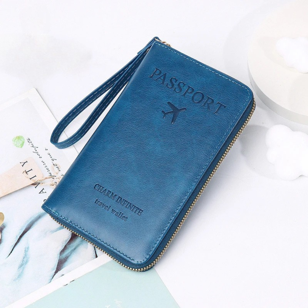 Portefeuille RFID En Cuir Élégant Pour Voyageurs Modernes Et Organisation Optimale Passport holder Electro Paris Bleu paon