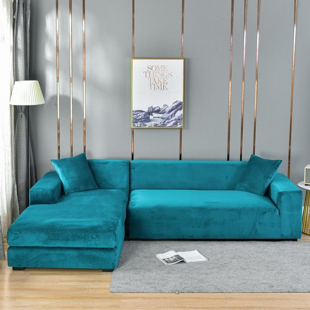 Housse de Canapé Universelle Complète Avec Protection Anti-Taches Et Élégance Maximale Sofa Cover Electro Paris Turquoise Blue 1 seat (90 to 140 cm / 35.44 to 55.12 Inch)