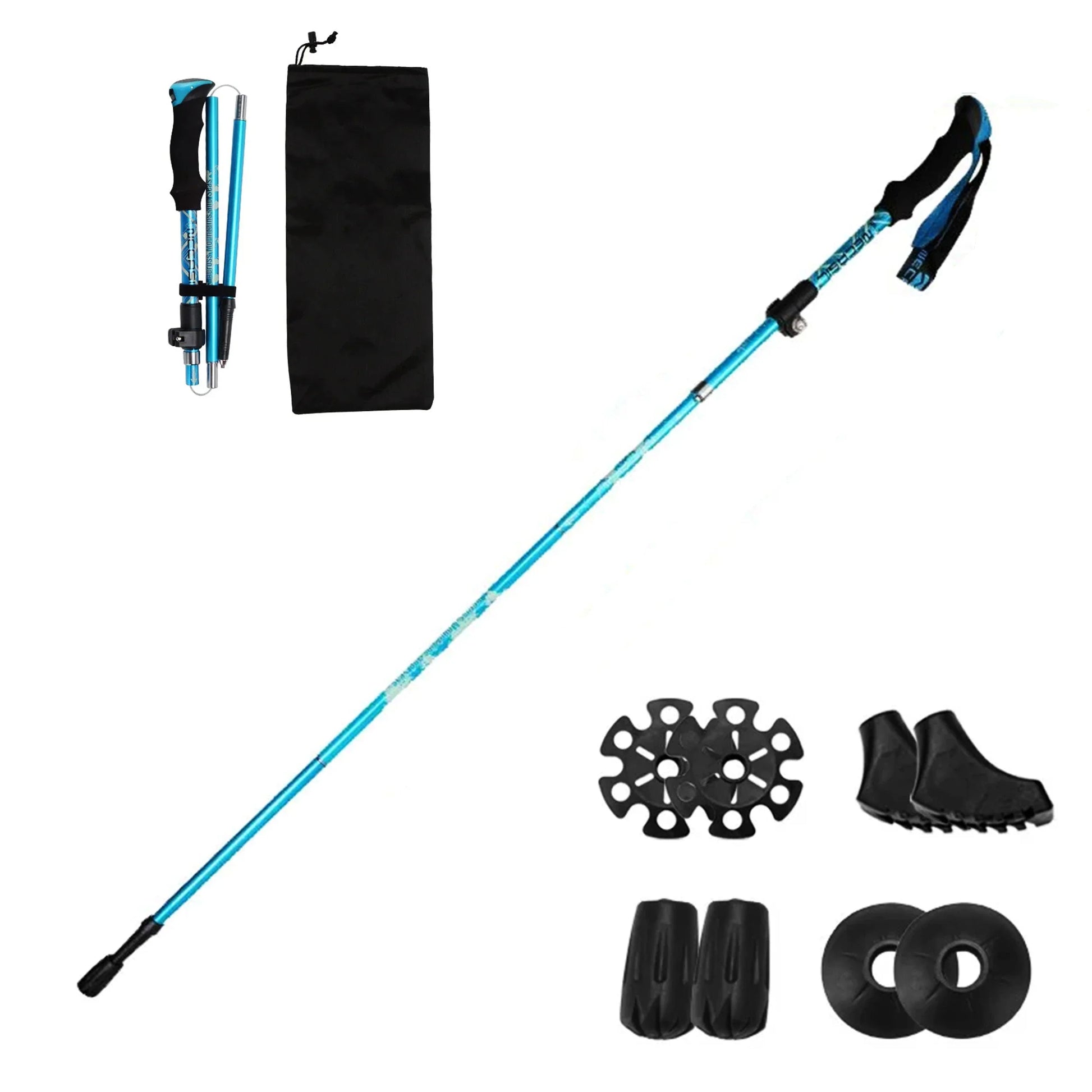 Bâton De Randonnée Rétractable Automatique Premium Pour Aventures Et Sécurité Sur Tous Les Sentiers Walking stick Electro Paris Bleu