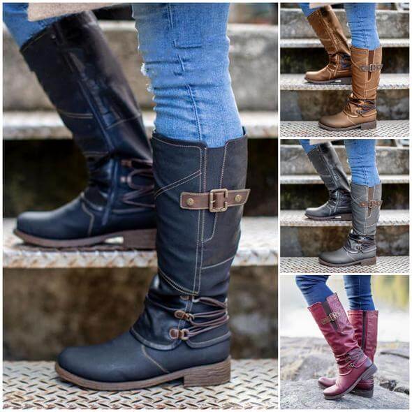 Bottes Vintage en Cuir pour Femme avec Fermeture Éclair Latérale Boots Electro Paris
