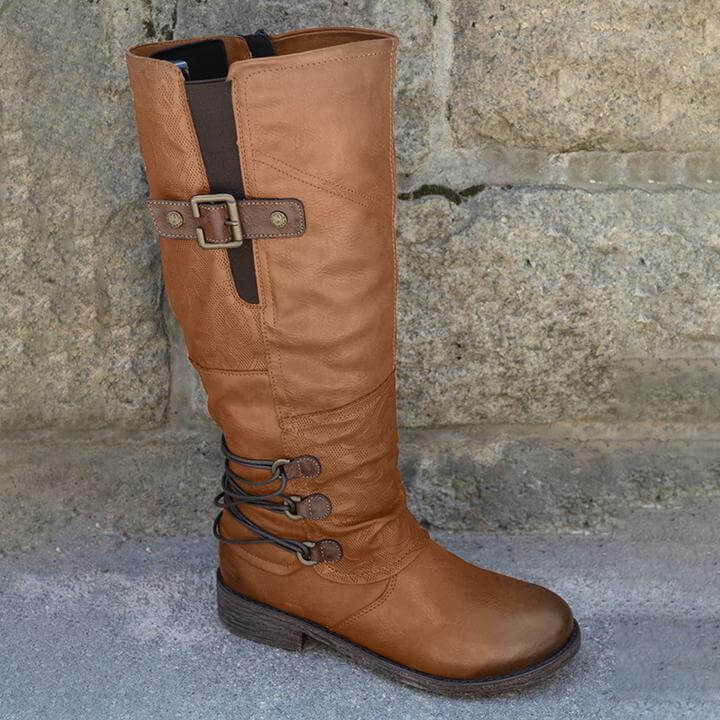 Bottes Vintage en Cuir pour Femme avec Fermeture Éclair Latérale Boots Electro Paris