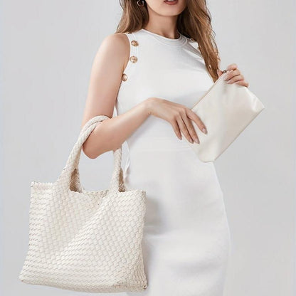 Sac Fourre-Tout Tissé Luxe Elara En Cuir Végétal Pour Style Élégant Et Voyage Quotidien Women's bag Electro Paris