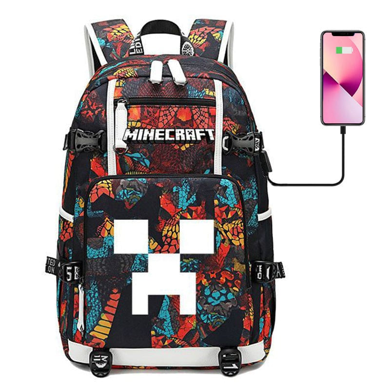 Cartable Enfant Thème Minecraft Avec Poches Multiples – Sac D’École Pratique et Résistant Kids & Babies Electro Paris Rouge Simple