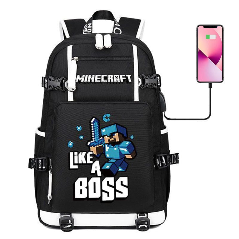 Cartable Enfant Thème Minecraft Avec Poches Multiples – Sac D’École Pratique et Résistant Kids & Babies Electro Paris