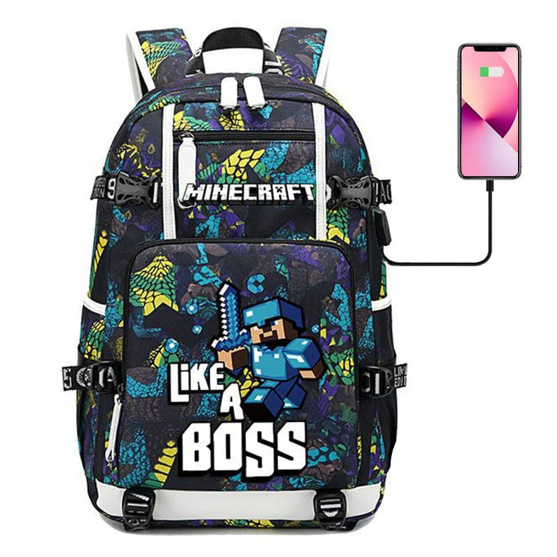 Cartable Enfant Thème Minecraft Avec Poches Multiples – Sac D’École Pratique et Résistant Kids & Babies Electro Paris Jaune Like a boss