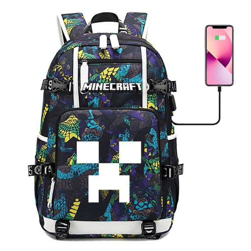 Cartable Enfant Thème Minecraft Avec Poches Multiples – Sac D’École Pratique et Résistant Kids & Babies Electro Paris Jaune Simple