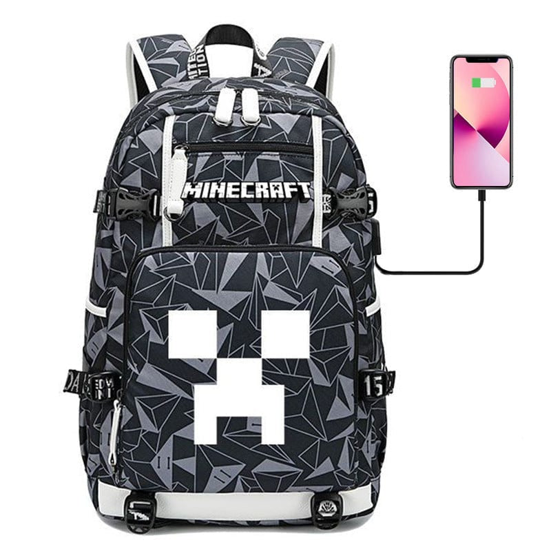 Cartable Enfant Thème Minecraft Avec Poches Multiples – Sac D’École Pratique et Résistant Kids & Babies Electro Paris Gris Simple