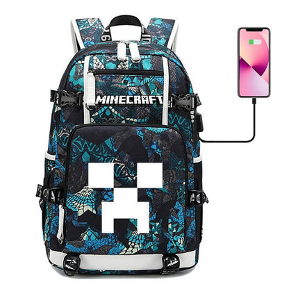 Cartable Enfant Thème Minecraft Avec Poches Multiples – Sac D’École Pratique et Résistant Kids & Babies Electro Paris Bleu Simple