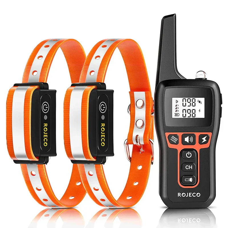 Collier Dressage Chien Électrique Avec Portée 1000m Et Modes Multiples Pet collar Electro Paris Orange 2 Cols