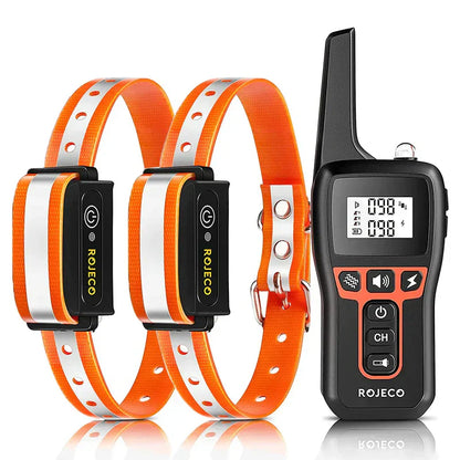 Collier Dressage Chien Électrique Avec Portée 1000m Et Modes Multiples Pet collar Electro Paris Orange 2 Cols